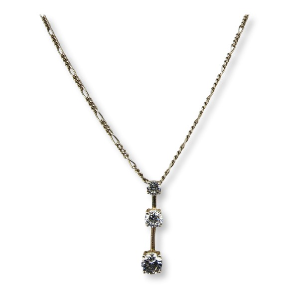 Jewelry - Unbranded Necklace Sterling‎ Silver 925 18in Silver CZ Three Stone Drop Pendant